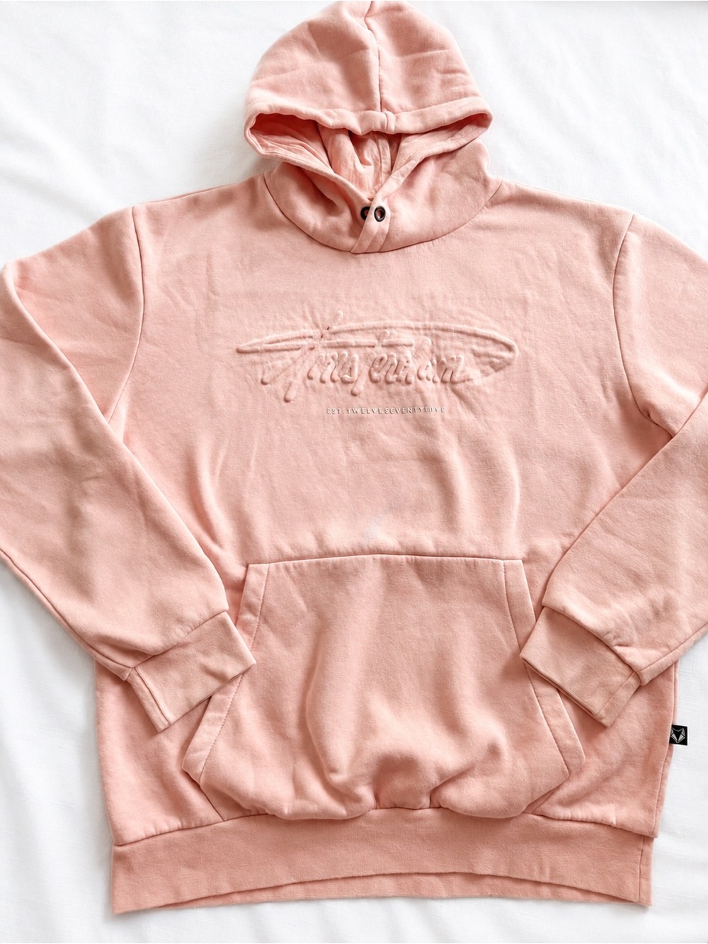 FOX Originals Pink Embossed Logo Hoodie Fleece Lined Oversized Large Sweatshirt